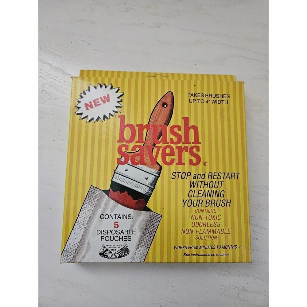 Vintage Brush Savers Paint Brush Solution Cleaner - 2 Boxes W/ 10 Pouches *READ*